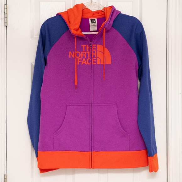 The North Face Full Zip Hoodie Women's Sz Large Multicolor Y2K Purple/Blue/Red - Picture 1 of 5